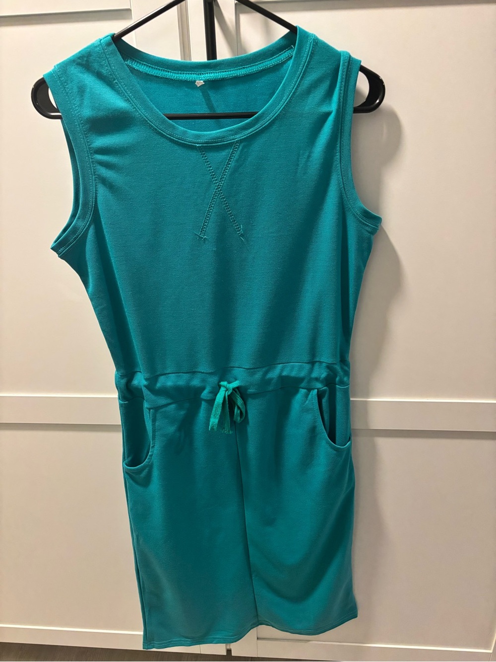 Women’s Sleeveless Teal Drawstring Romper